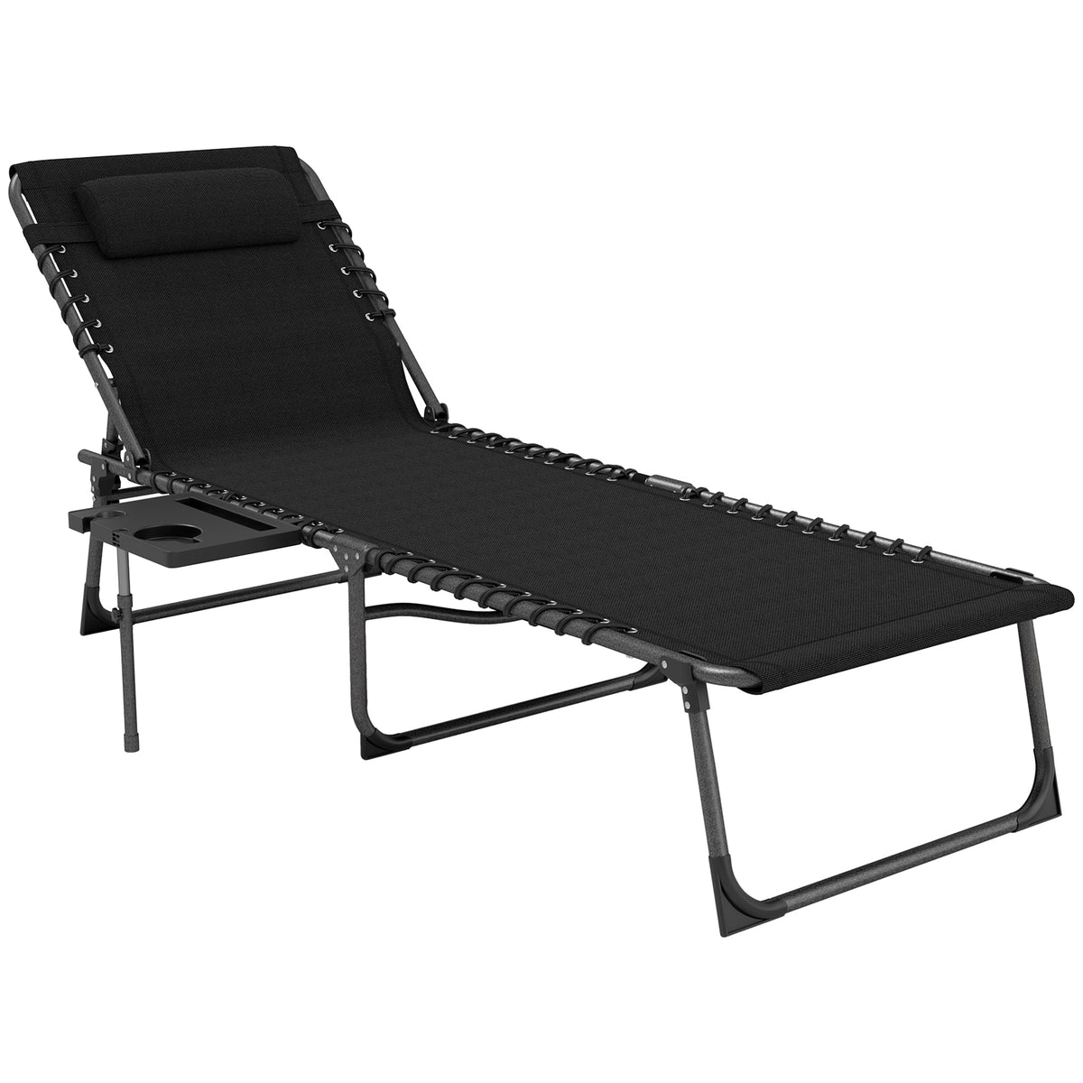 Outsunny Five-Position Reclining Sun Lounger in Black