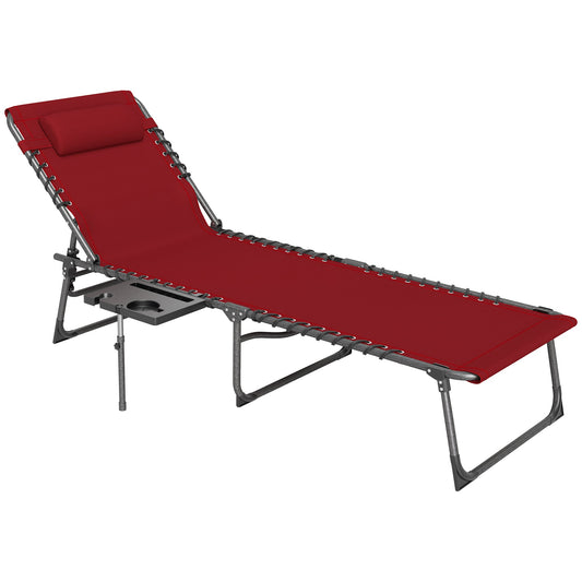Outsunny Five-Position Reclining Sun Lounger in Red