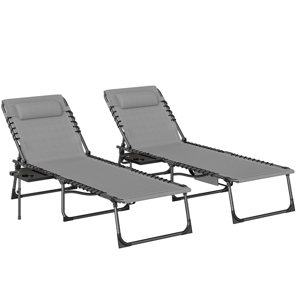 Outsunny Five-Position Reclining Sun Loungers Set of 2 in Grey