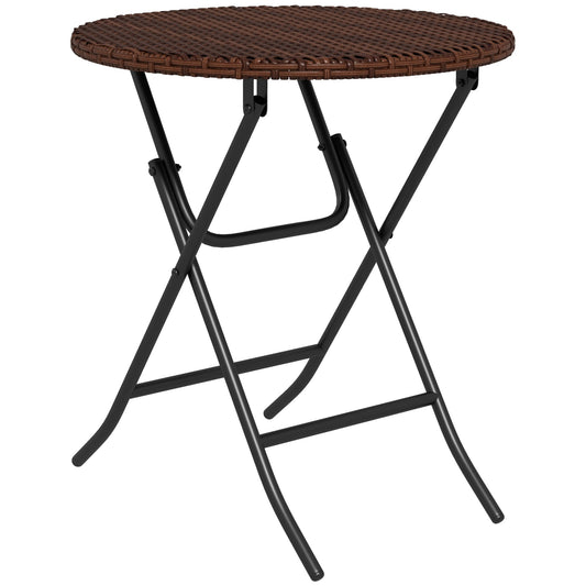 Outsunny Foldable PE Rattan Outdoor Coffee Table in Mixed Brown