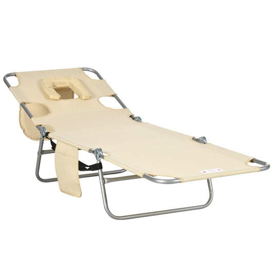 Outsunny Foldable Sun Lounger in Beige