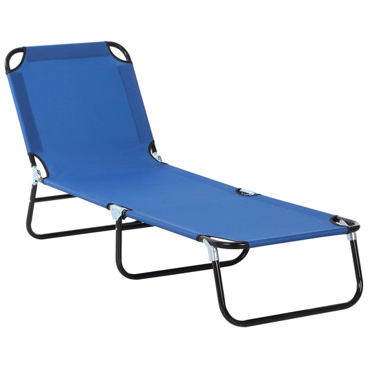 Outsunny Foldable Sun Lounger with 5-Position Adjustable Backrest in Blue