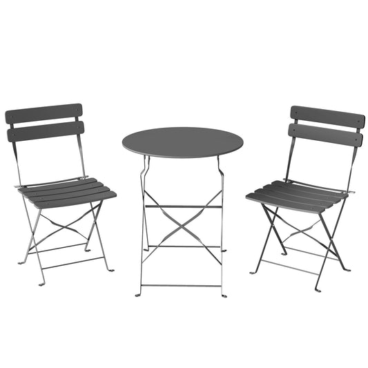 Outsunny Folding Garden Bistro Set in Grey