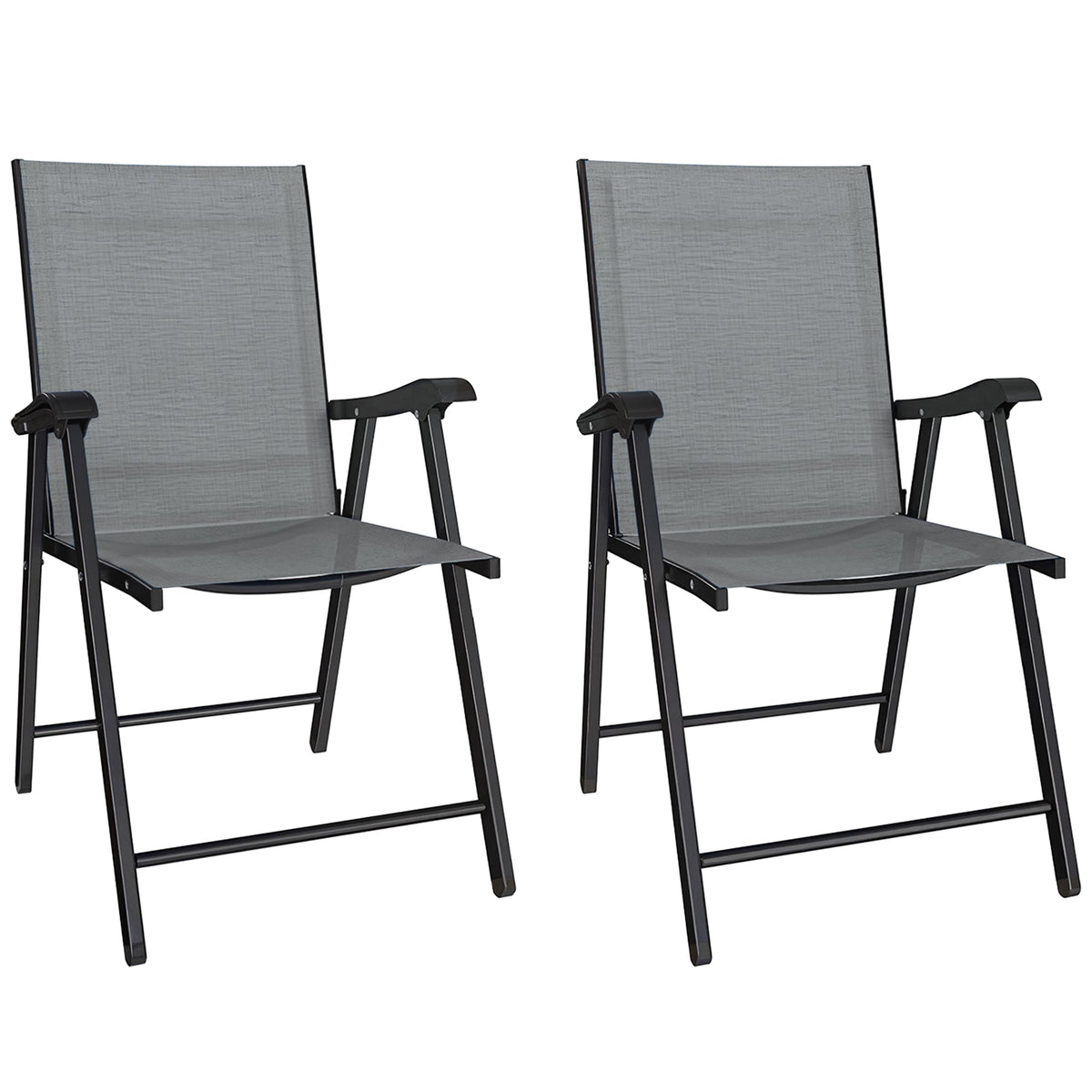 Outsunny Folding Garden Chairs Set of 2 in Light Grey
