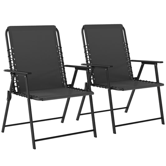 Outsunny Folding Garden Chairs Set of 2 in Black