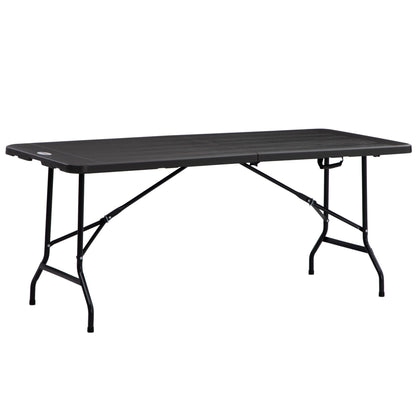 Outsunny Folding Garden Dining Table for 6 in Charcoal Grey