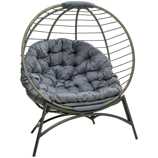 Outsunny Folding Rattan Egg Chair in Grey