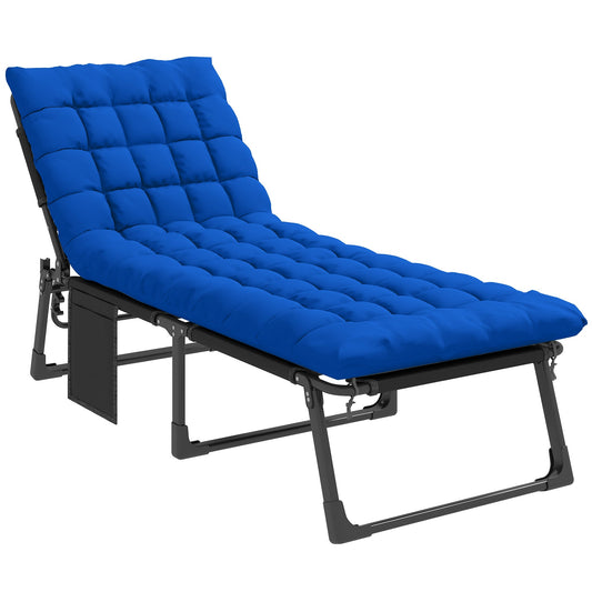Outsunny Folding Sun Lounger in Blue