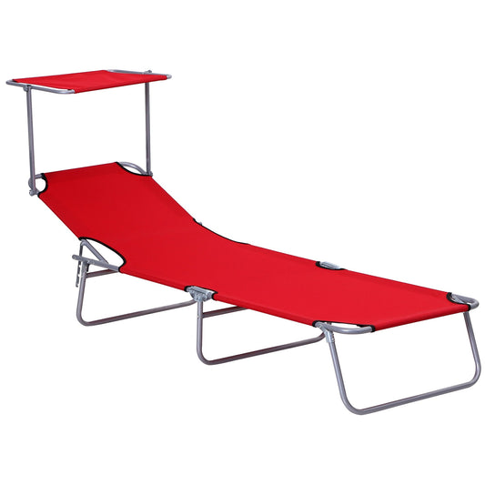Outsunny Folding Sun Lounger in Red