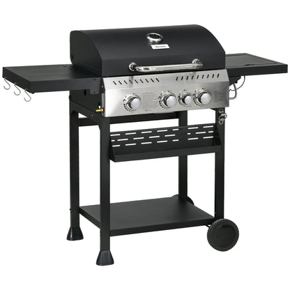 Outsunny Four-Burner Steel Gas Grill in Black