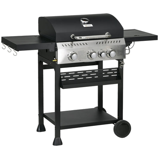 Outsunny Four-Burner Steel Gas Grill in Black