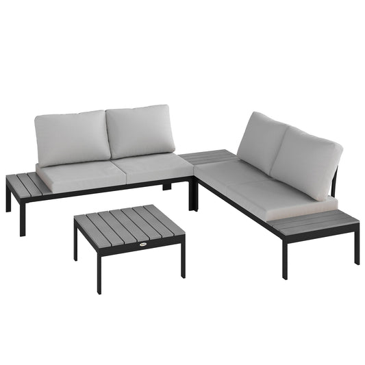 Outsunny Four-Piece Garden Corner Sofa Set in Grey