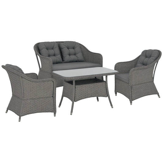 Outsunny Four-Piece Rattan Set in Light Grey