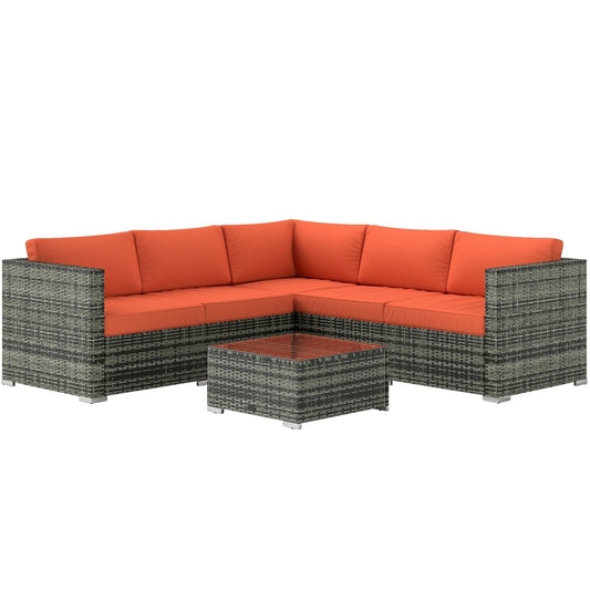 Outsunny Four-Piece Rattan Sofa Set in Orange and Grey