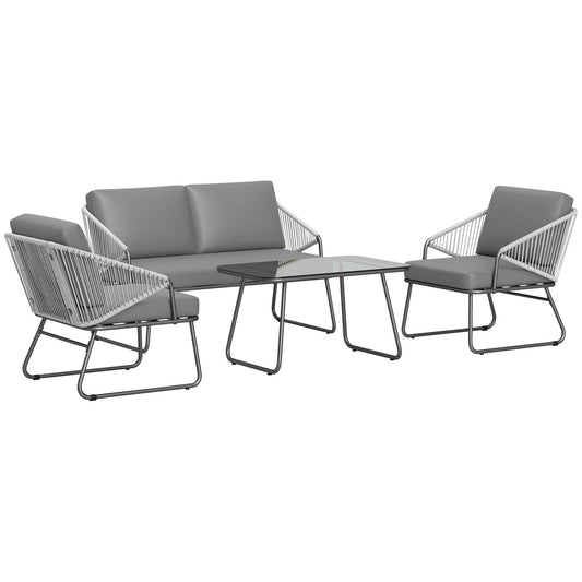 Outsunny Four-Piece Rattan Strong Panel in Grey