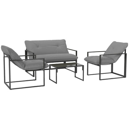 Outsunny Four-Piece Relaxed Back Garden Dining Set in Black and Light Grey