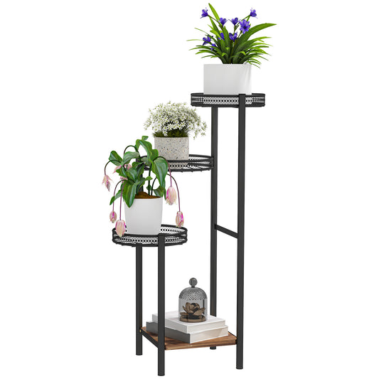 Outsunny Four-Tier Steel Plant Stand in Black