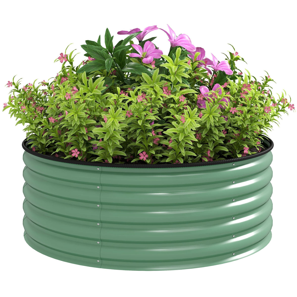 Outsunny Galvanised Raised Garden Bed with Safety Edging in Light Green