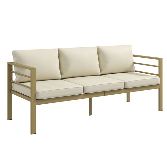 Outsunny Garden Bench with Cushions in Cream White