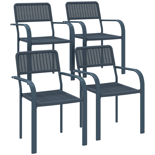 Outsunny Garden Chairs Set of 4 in Dark Grey
