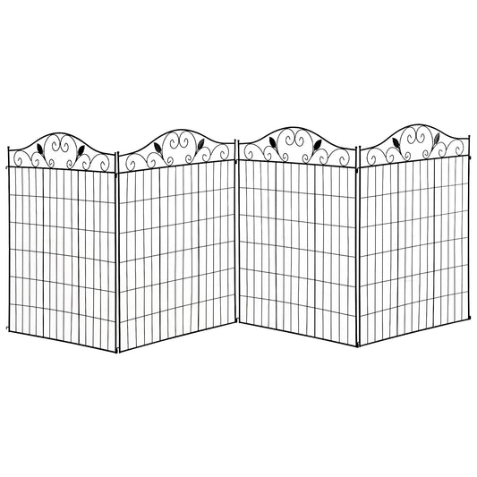 Outsunny Garden Decorative Fence in Black