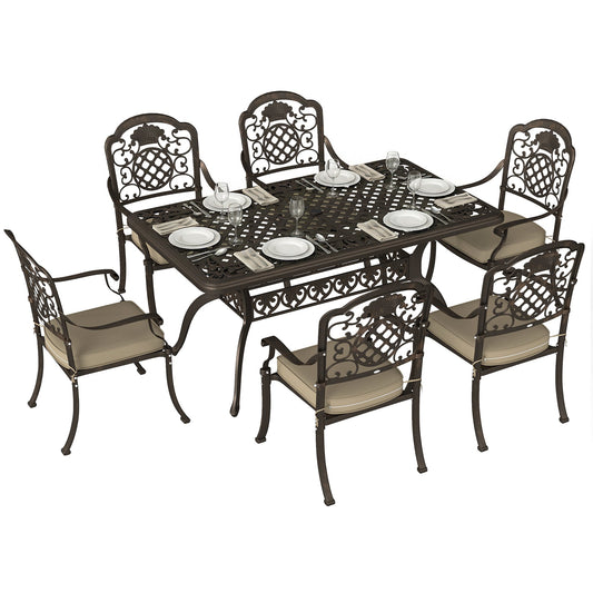 Outsunny Garden Dining Set for 6 in Bronze Tone
