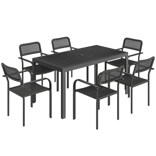 Outsunny Garden Dining Set for 6 in Black
