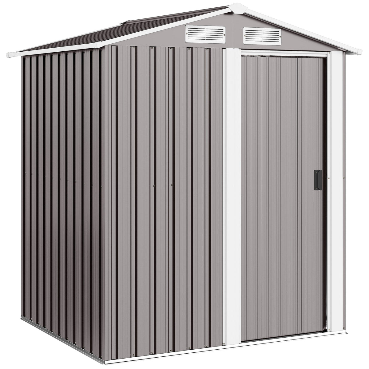Outsunny Garden Metal Tool Storage Shed with Sliding Door in Grey