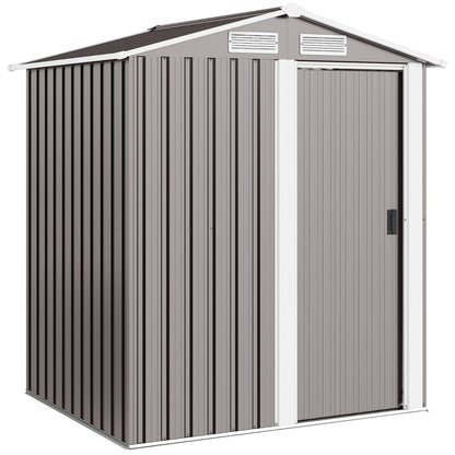 Outsunny Garden Metal Tool Storage Shed with Sliding Door in Grey