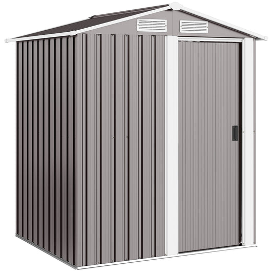 Outsunny Garden Metal Tool Storage Shed with Sliding Door in Grey