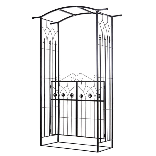 Outsunny Garden Outdoor Entrance Arch in Matte Black