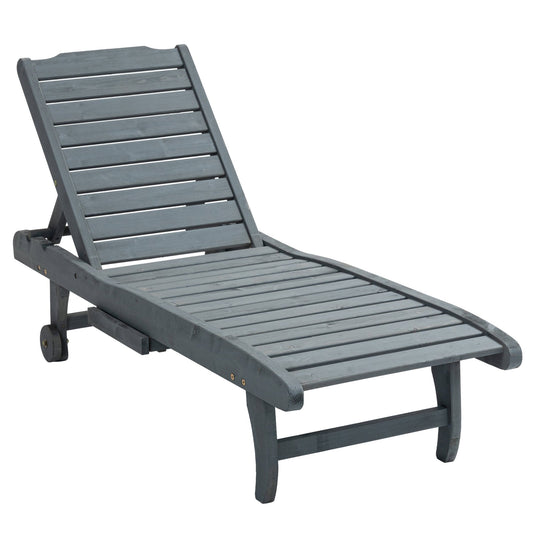 Outsunny Garden Patio Sun Lounger in Grey
