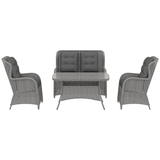 Outsunny Garden PE Rattan Dining Sofa Set in Light Grey