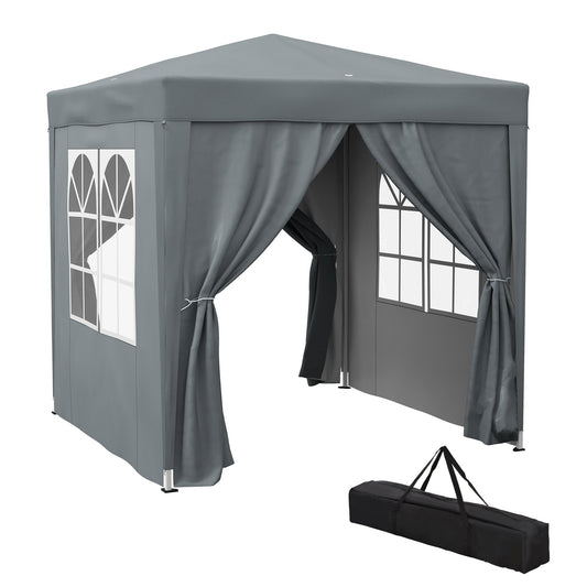 Outsunny Garden Pop Up Gazebo Marquee Party Tent Canopy in Grey