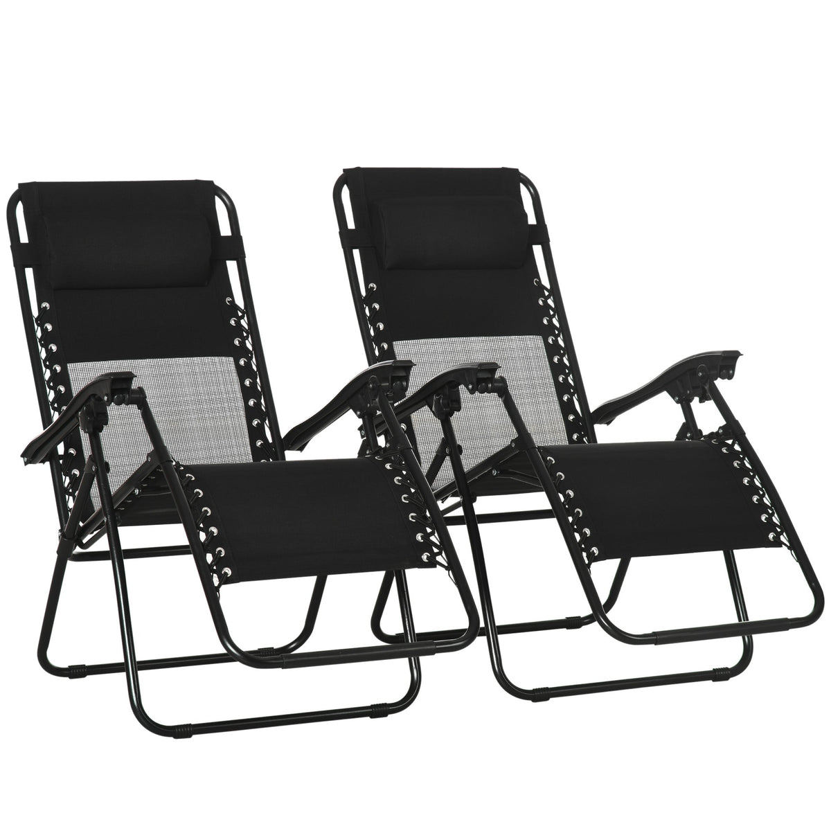 Outsunny Garden Recliner Chairs Set of 2 in Black