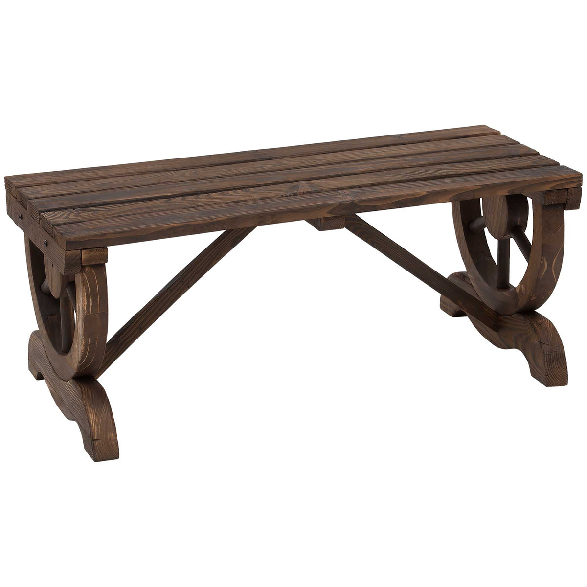 Outsunny Garden Rustic Wooden Bench in Brown