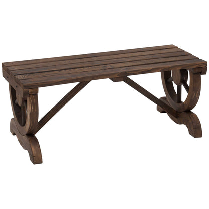 Outsunny Garden Rustic Wooden Bench in Brown