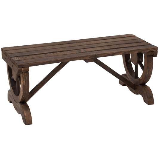 Outsunny Garden Rustic Wooden Bench in Brown