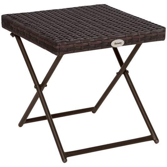 Outsunny Folding Rattan Garden Coffee Table in Brown