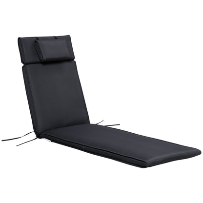 Outsunny Garden Sun Lounger Cushion Replacement Soft Sunbed Reclining Chair in Black