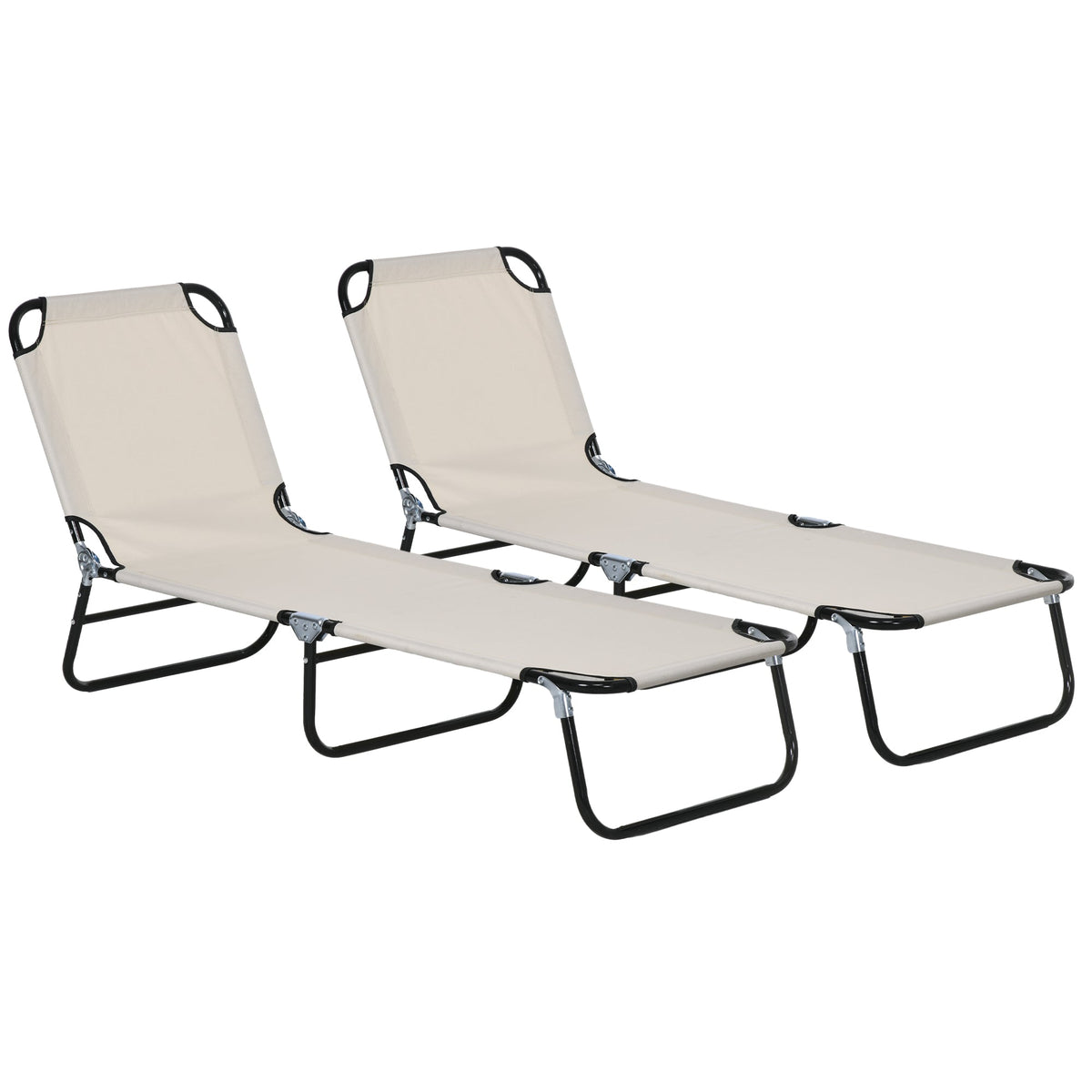Outsunny Garden Sun Lounger in Cream White