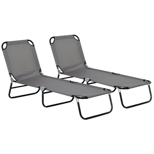 Outsunny Garden Sun Lounger in Grey