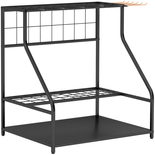 Outsunny Garden Tool Storage Rack in Black