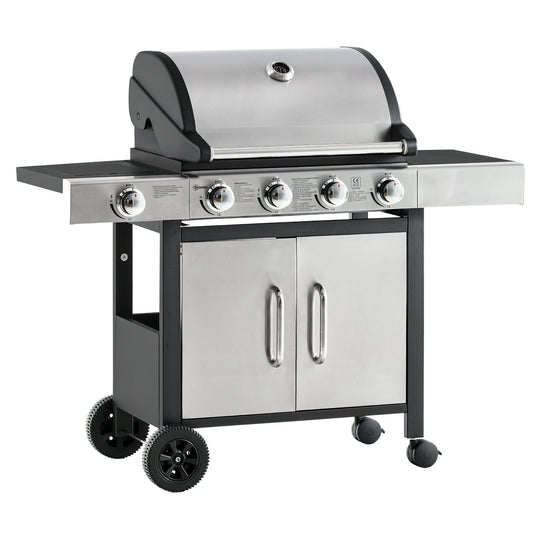 Outsunny Gas Barbecue Grill in Black and Stainless Steel