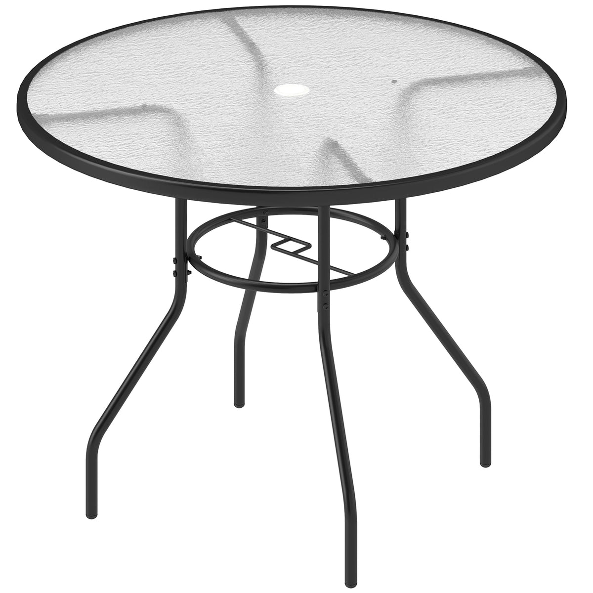 Outsunny Glass-Top Garden Table in Black