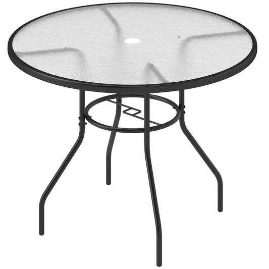 Outsunny Glass-Top Garden Table in Black
