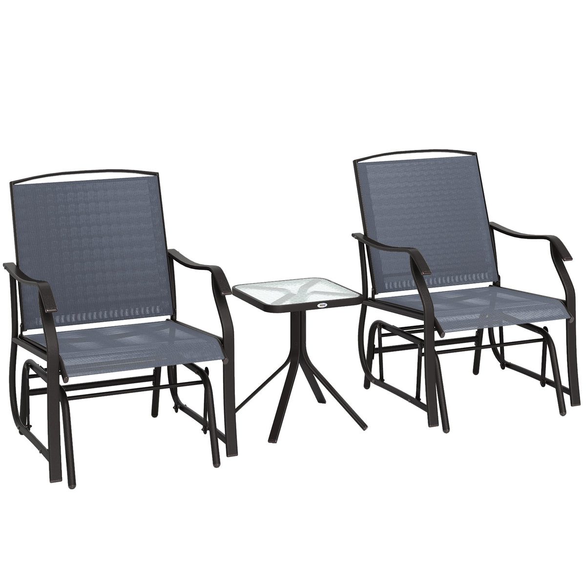 Outsunny Glider Rocking Chair & Table Set in Grey