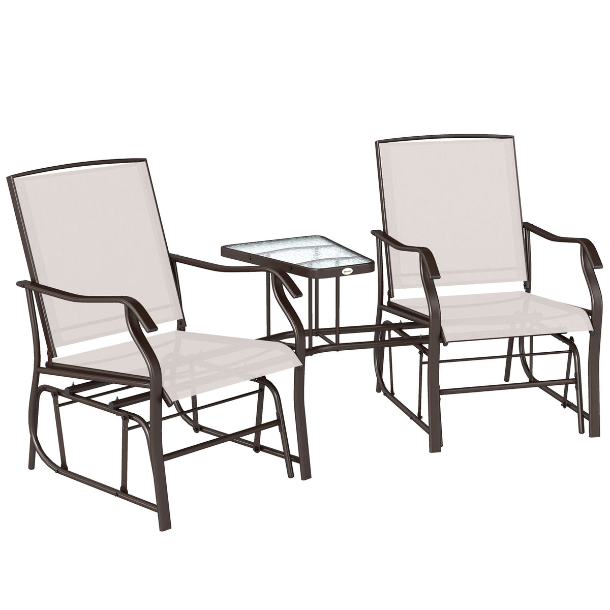 Outsunny Gliding Jack and Jill Seat in Brown and Beige