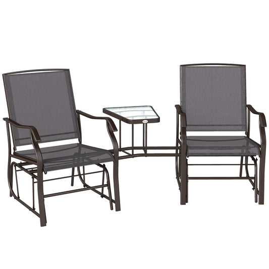 Outsunny Gliding Jack and Jill Seat in Brown and Grey