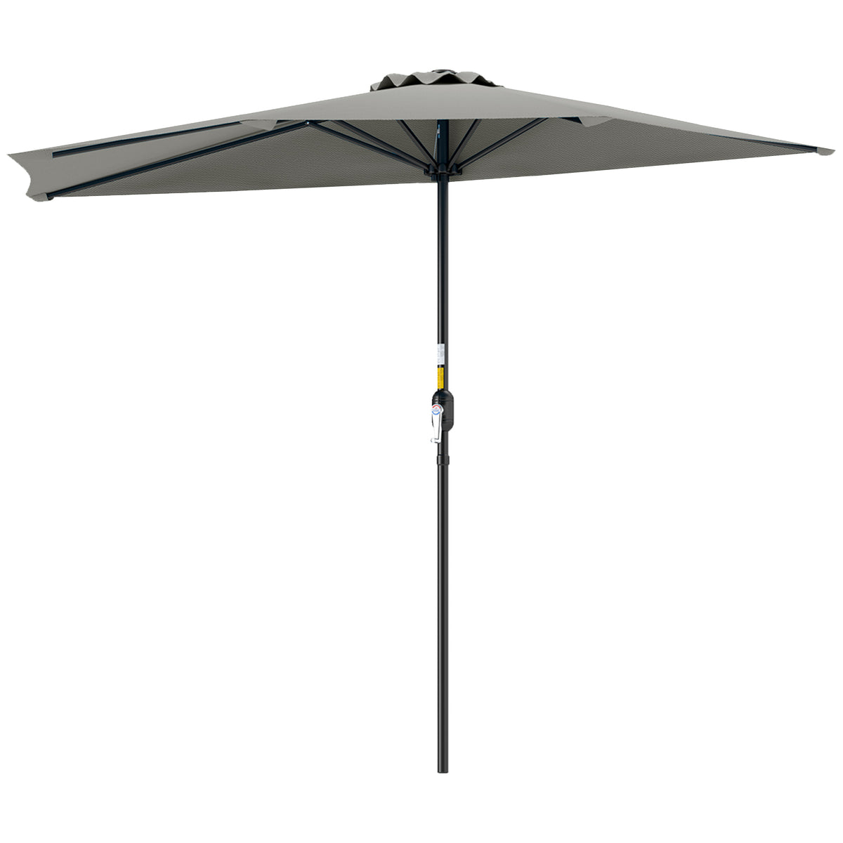 Outsunny Half Round Parasol Umbrella in Light Grey